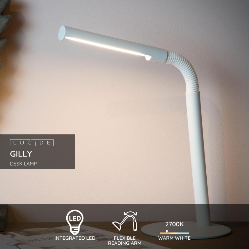 Lucide GILLY - Stolná lampa - LED - 1x3W 2700K - Biela